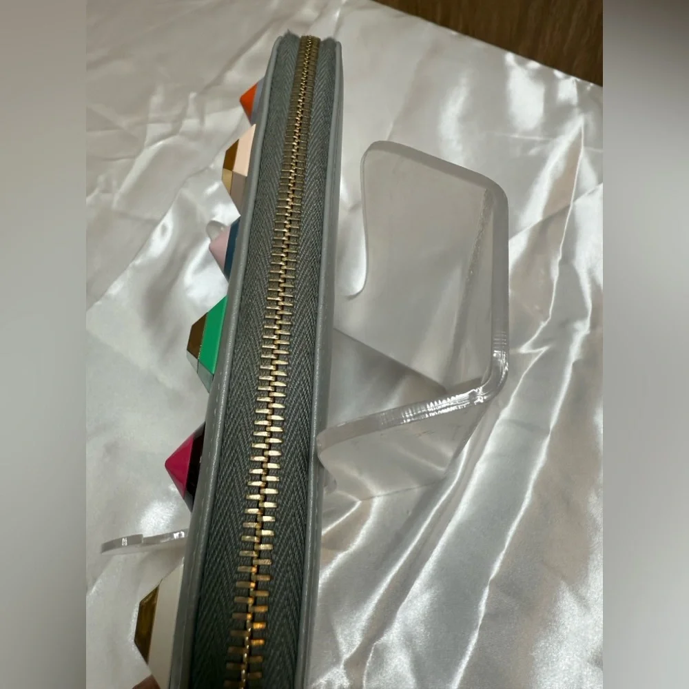 Fendi Gray Wallet with Multicolor Studs
